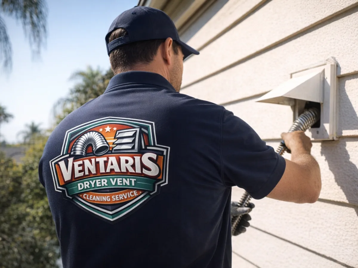 dryer vent cleaning technician on the job in Winchester, CA